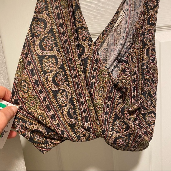 We the Free Women's Your Twisted Crop Tank Multicolor Brown Black Top New medium - Picture 8 of 14